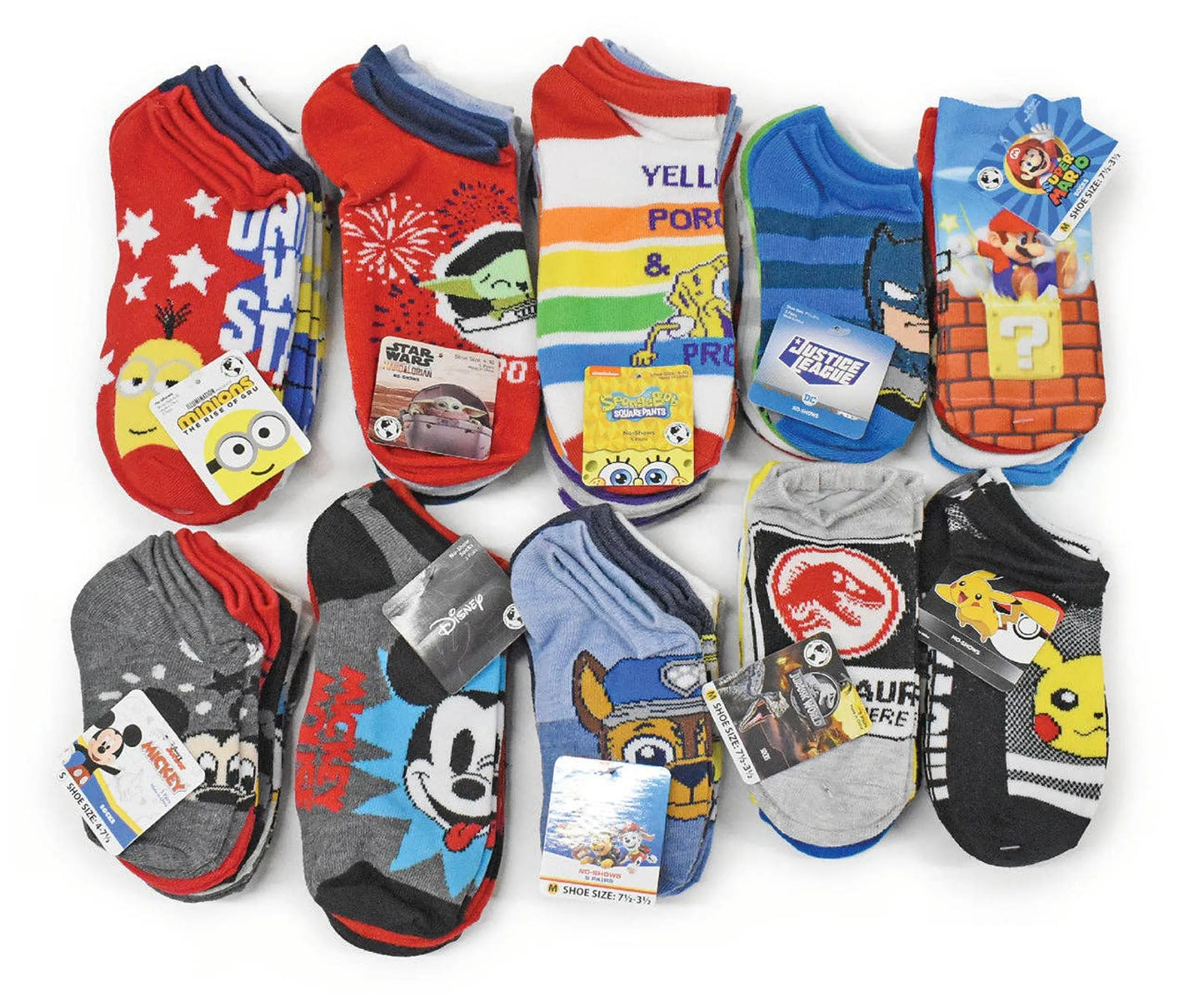 5-Pairs Licensed Assorted Kids' No-Show Socks